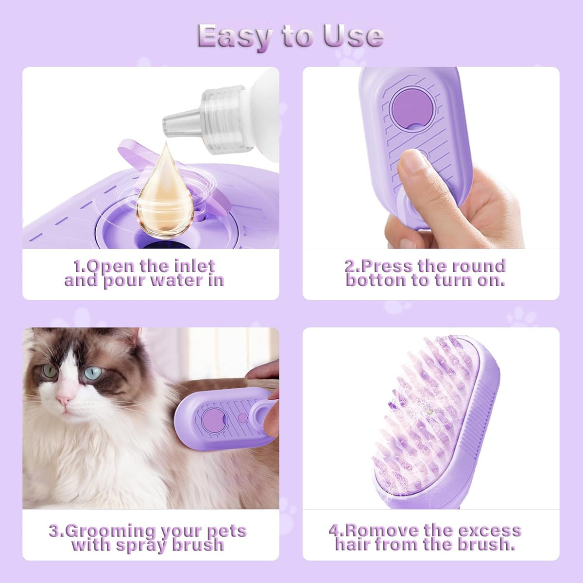 3-in-1 cat mist grooming brush for cats and dogs