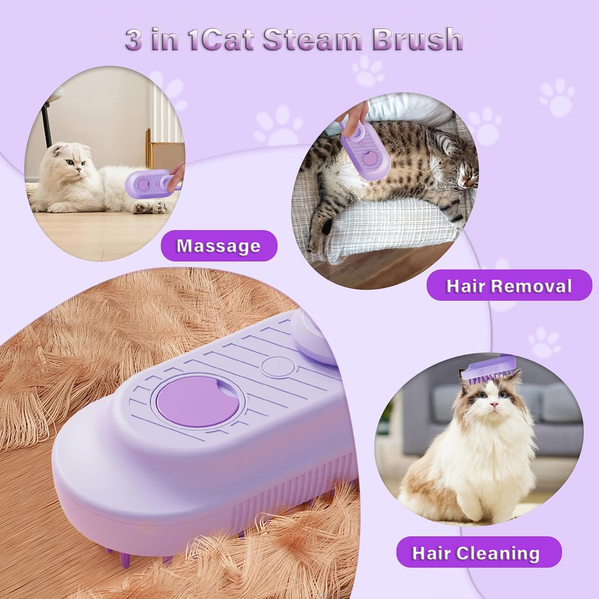 3-in-1 cat mist grooming brush for cats and dogs