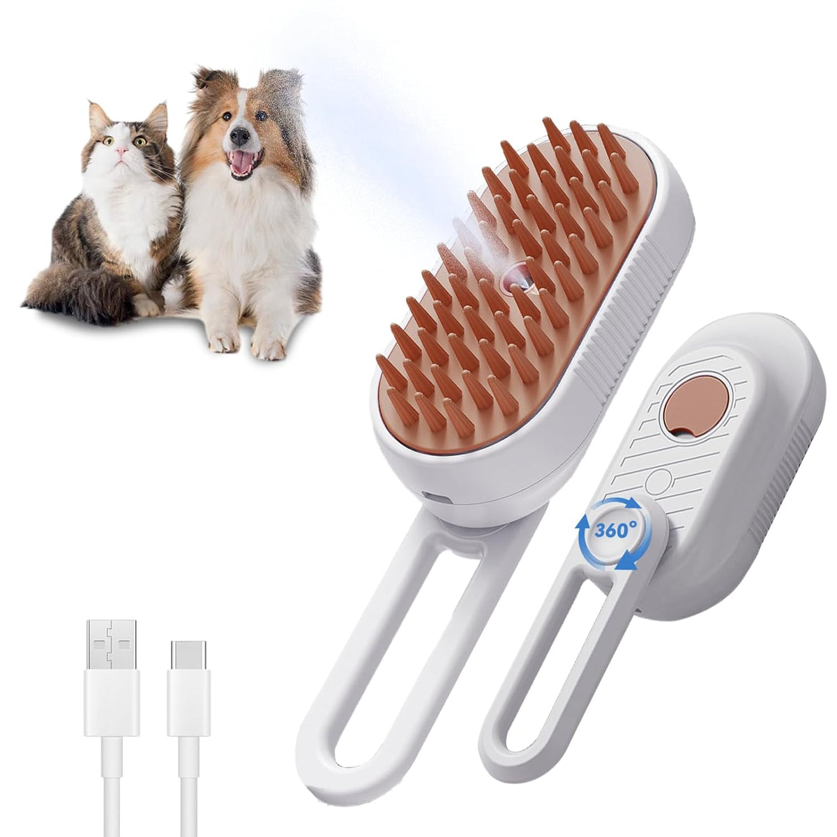 3-in-1 cat mist grooming brush for cats and dogs